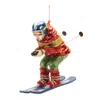Melrose International Glittered Glass Skier Ornament (set Of 6) - Red, Blue