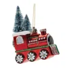 Melrose International Glittered Glass Train Ornament (set Of 6) - Red, Green
