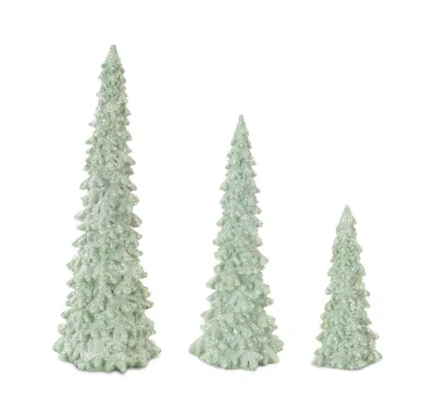 Melrose International Glittered Holiday Tree (set Of 6) - Mint, Green