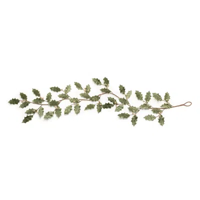 Melrose International Glittered Holly Leaf Garland (set Of 2) - Green, Gold