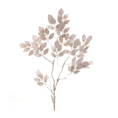 Melrose International Glittered Leaf Spray (set Of 6) - Silver