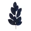 Melrose International Glittered Magnolia Leaf Spray (set Of 12) - Blue In Blue
