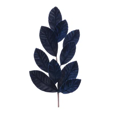 Melrose International Glittered Magnolia Leaf Spray (set Of 12) - Blue