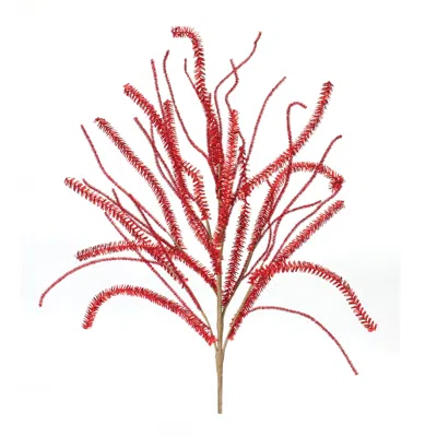 Melrose International Glittered Pine Tinsel Branch (set Of 2) - Red
