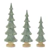 Melrose International Glittered Pine Tree (set Of 3) - Green, Beige In Multi