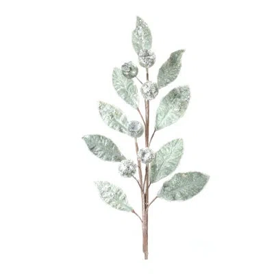 Melrose International Glittered Pod Leaf Stems In Green