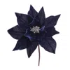 Melrose International Glittered Poinsettia Flower Stem (set Of 6) - Blue, Gray