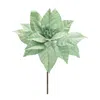 Melrose International Glittered Poinsettia Flower Stem (set Of 6) - Green