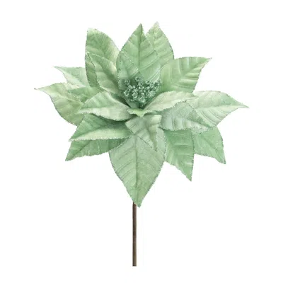 Melrose International Glittered Poinsettia Flower Stem (set Of 6) - Green