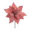 Melrose International Glittered Poinsettia Flower Stem (set Of 6) - Pink