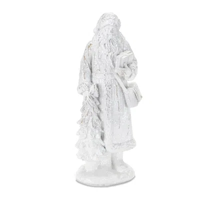 Melrose International Glittered Santa Figurine (set Of 2) - White