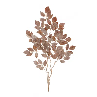 Melrose International Glittered Velvet Leaf Spray (set Of 2) - Bronze