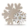 Melrose International Glittered Wood Snowflake (set Of 4) - Brown, White