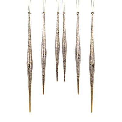 Melrose International Gold And Silver Ombre Drop Ornament (set Of 6) - Gold, Silver