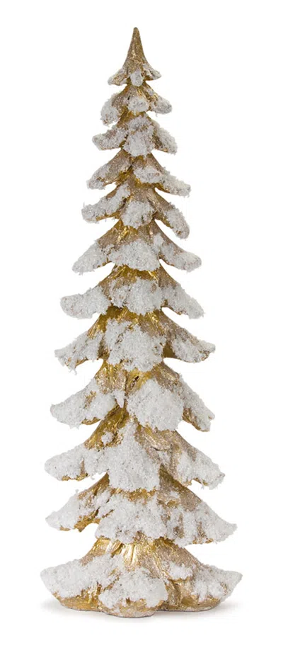 Melrose International Gold Flocked Pine Tree 26"h - Gold, White In Multi