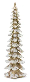 Melrose International Gold Flocked Pine Tree 34.5"h - Gold, White In Multi