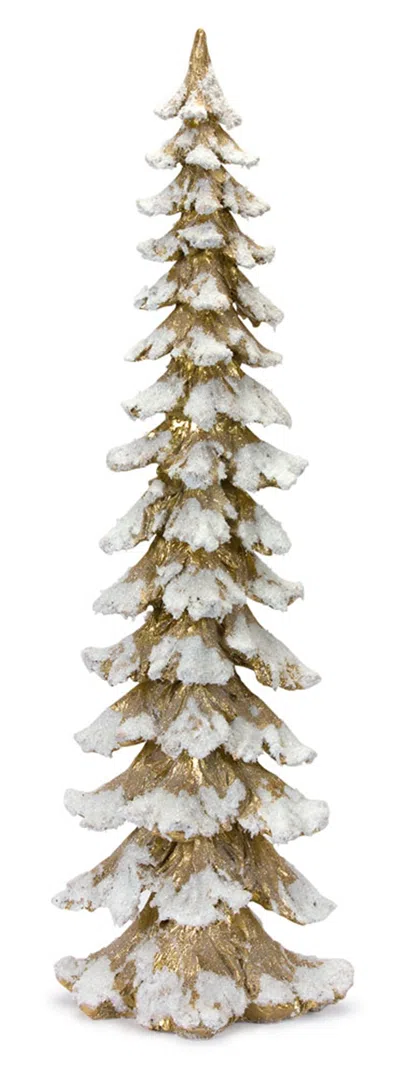 Melrose International Gold Flocked Pine Tree 34.5"h - Gold, White In Multi