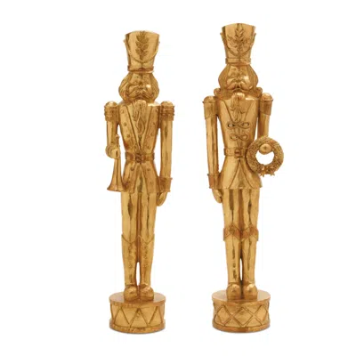 Melrose International Gold Holiday Nutcracker Statue (set Of 2) - Gold