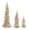 Melrose International Rustic Gold Pine Tree (set Of 3) - Gold In Neutral