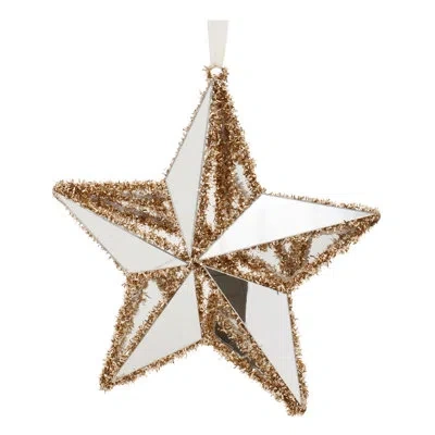 Melrose International Gold Tinsel Star Ornament (set Of 12)