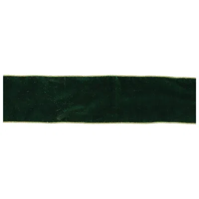 Melrose International Green Wired Ribbon 4" X 10 Yds. - Green, Gold
