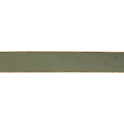 Melrose International Green Wired Ribbon (set Of 2) - Green, Gold
