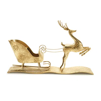 Melrose International Hammered Metal Deer With Sleigh 25.5"l - Gold