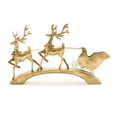 Melrose International Hammered Metal Deer With Sleigh 40.5"l - Gold