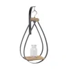Melrose International Hanging Bottle Vase In Teardrop Frame (set Of 2) - Natural, Black
