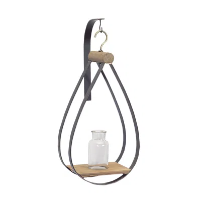 Melrose International Hanging Bottle Vase In Teardrop Frame (set Of 2) - Natural, Black