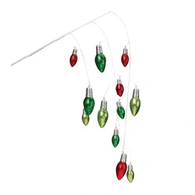 Melrose International Hanging Holiday Light Stems In Silver,red,green