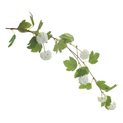 Melrose International Hanging Snowball Floral Branch (set Of 6) - White, Green