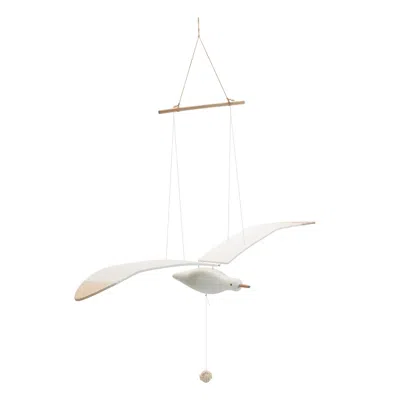 Melrose International Hanging Wood Sea Bird Decor 37"h - White, Beige