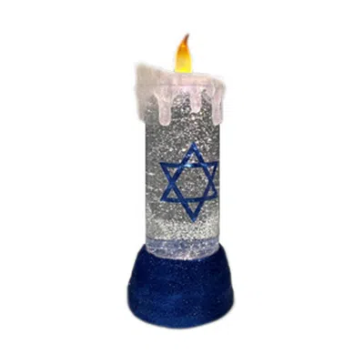 Melrose International Hanukkah Candle Snow Globe 9.5"h - Blue, White