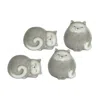 Melrose International Happy Terra Cotta Cat Shelf Sitter (set Of 4) - White, Grey