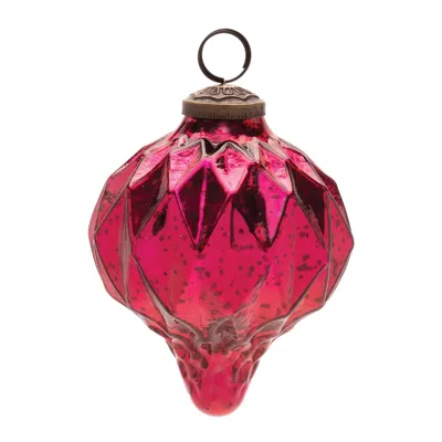 Melrose International Harliquin Mercury Glass Onion Ornament (set Of 6) - Pink