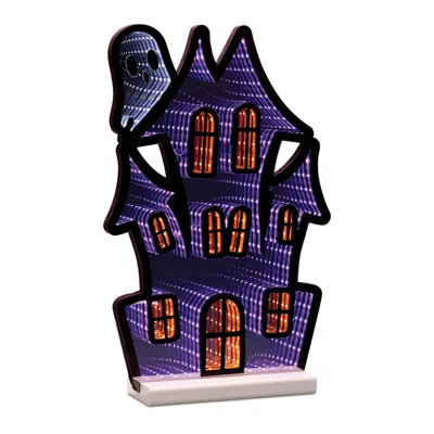 Melrose International Haunted House W/ghost Ekkolight 16"h - Purple, Black, Orange
