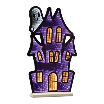 Melrose International Haunted House W/ghost Ekkolight 23.5"h - Purple, Black, Orange