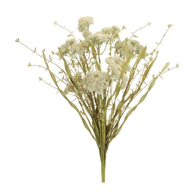 Melrose International Heather Floral Bush (set Of 2) - White, Green