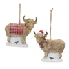 Melrose International Highland Cow Ornament (set Of 6) - Brown, Red In Brown