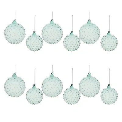 Melrose International Hobnail Glass Ball Ornament In Blue,green