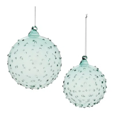 Melrose International Hobnail Glass Ball Ornament (set Of 12) - Blue, Green
