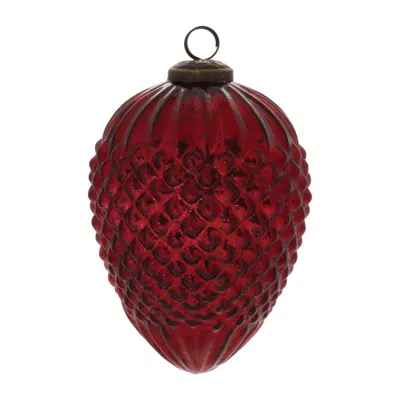 Melrose International Hobnail Glass Cone Ornament (set Of 2) - Red