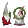 Melrose International Holiday Gnome Figurine With Pine Tree And Wreath Accent (set Of 2) - Green, Red