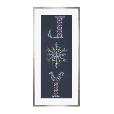 Melrose International Holiday Jewel "joy" Print Under Glass 23.5"h - White, Blue
