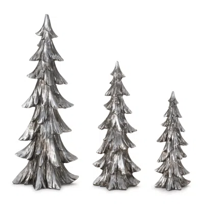 Melrose International Holiday Pine Tree (set Of 3) - Gray, Black