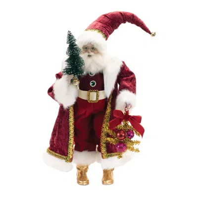 Melrose International Holiday Santa With Pine Tree Character 25"h - Red, White