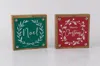 Melrose International Holiday Sentiment Sign With Faux Leather Accent (set Of 6) - Green, Red