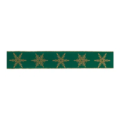 Melrose International Holiday Snowflake Ribbon (set Of 2) - Green, Gold