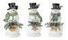 Melrose International Holiday Snowman Figurine With Frosted Pine Accent (set Of 3) - White, Brown, Green